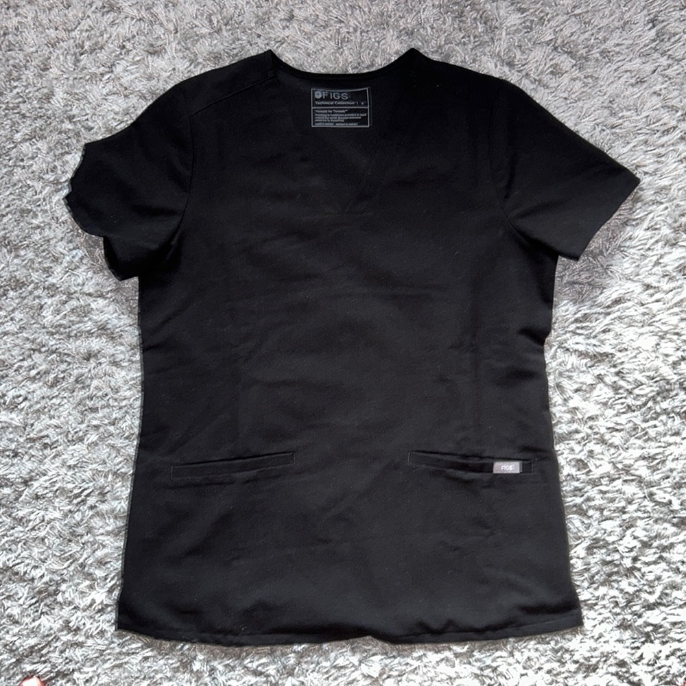 FIGS Black Two Pocket Scrub Top Size Small